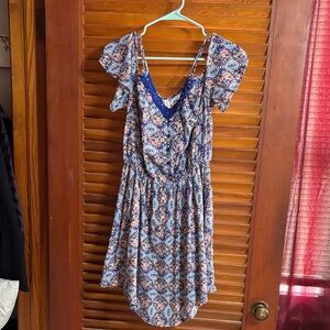 Xhilaration Blue Patterned Mini Dress
